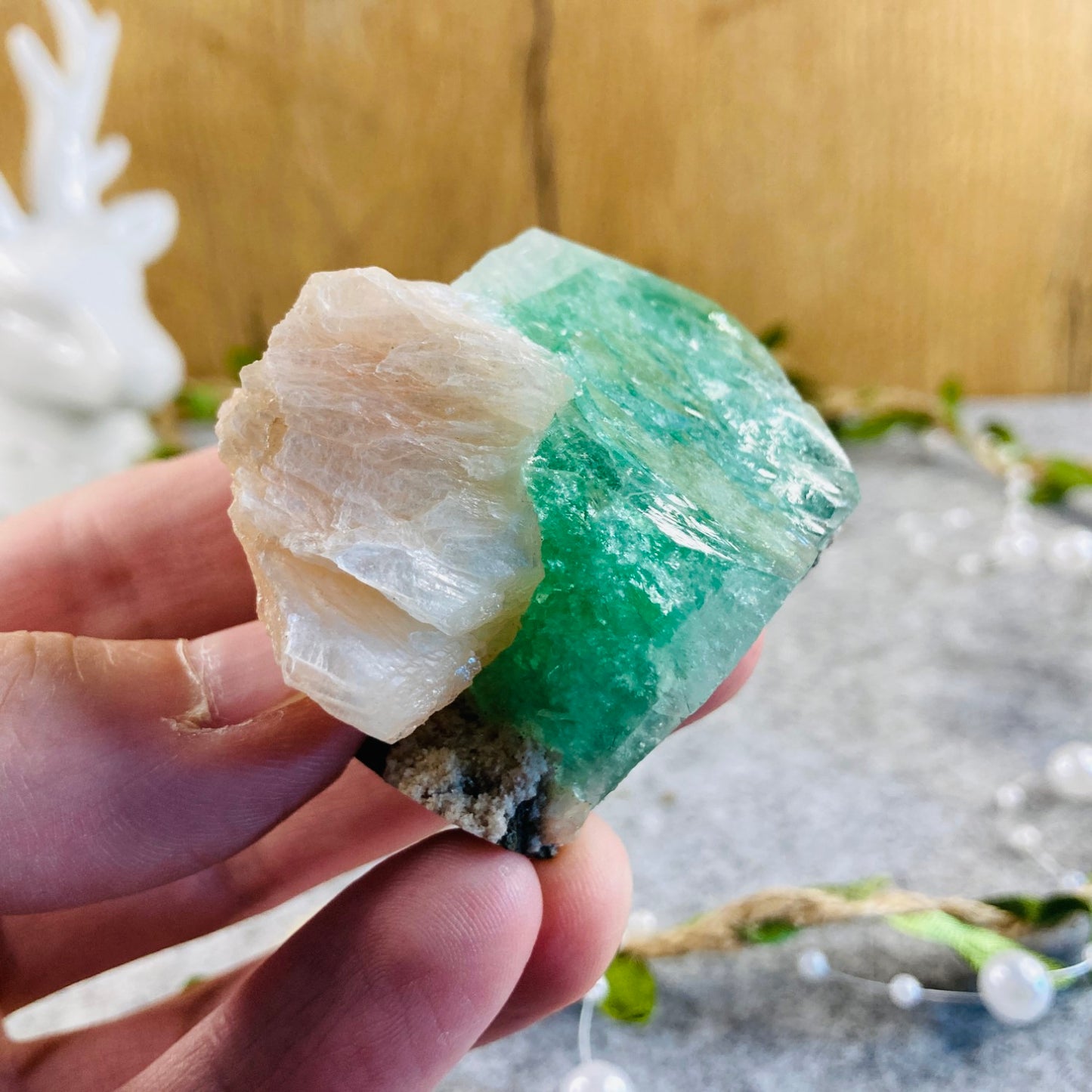 Green Apophyllite with Stilbite #03