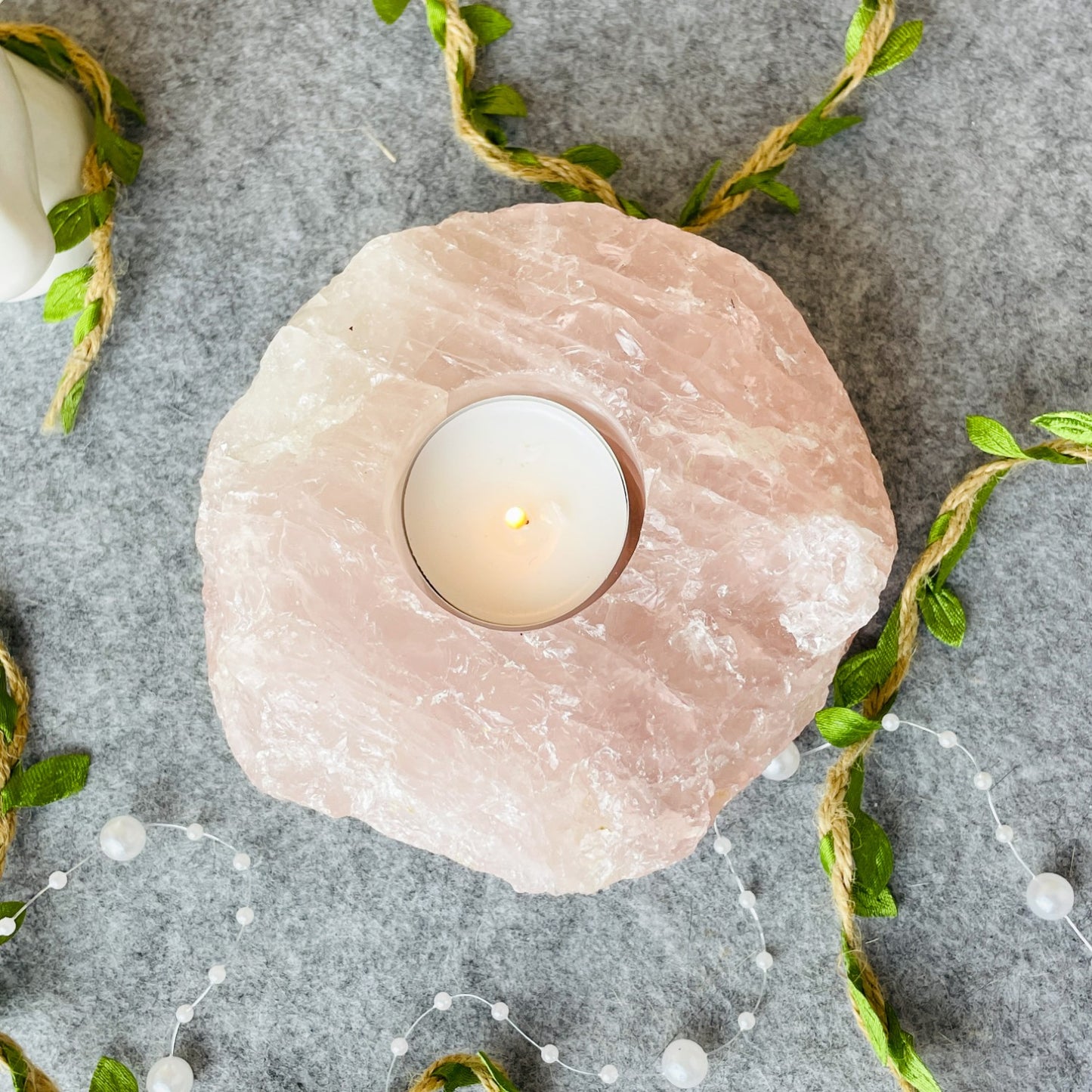 Rose Quartz - Candle Holder #02