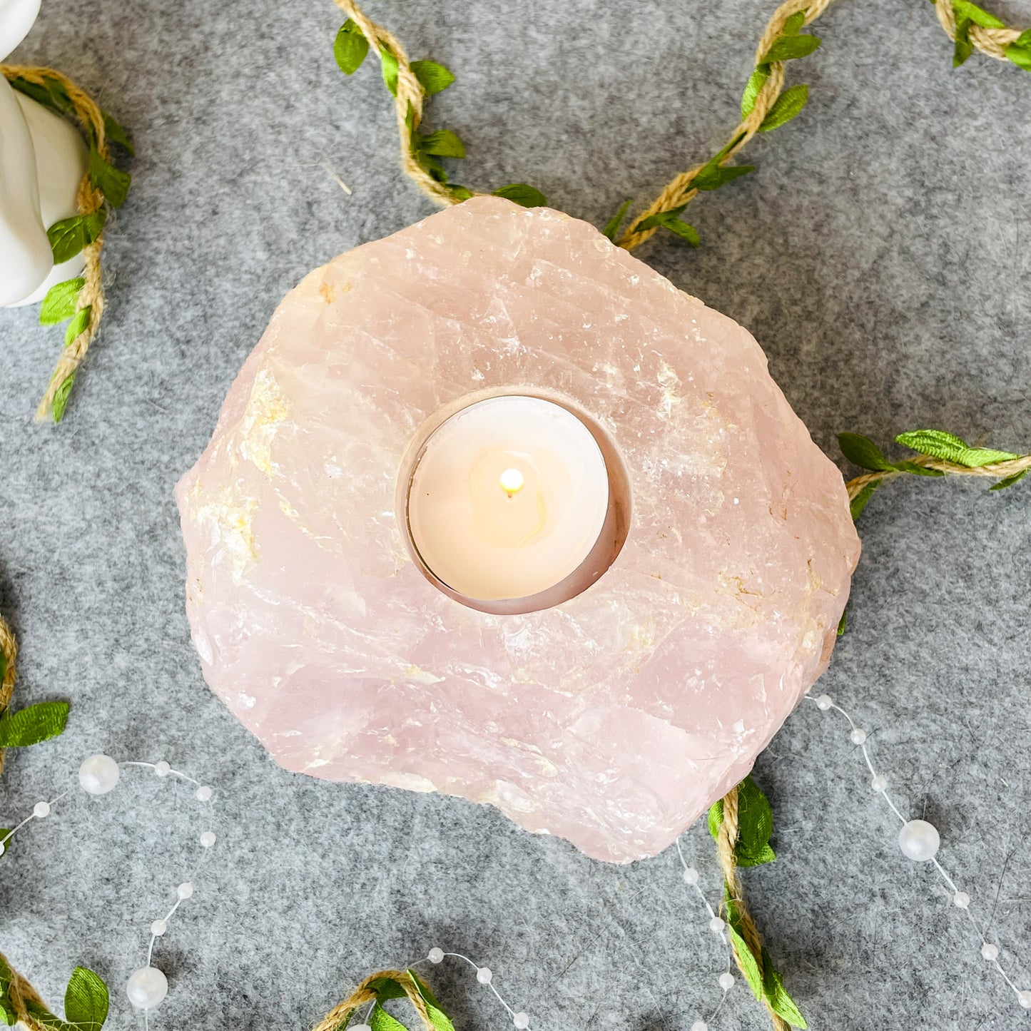 Rose Quartz - Candle Holder #01