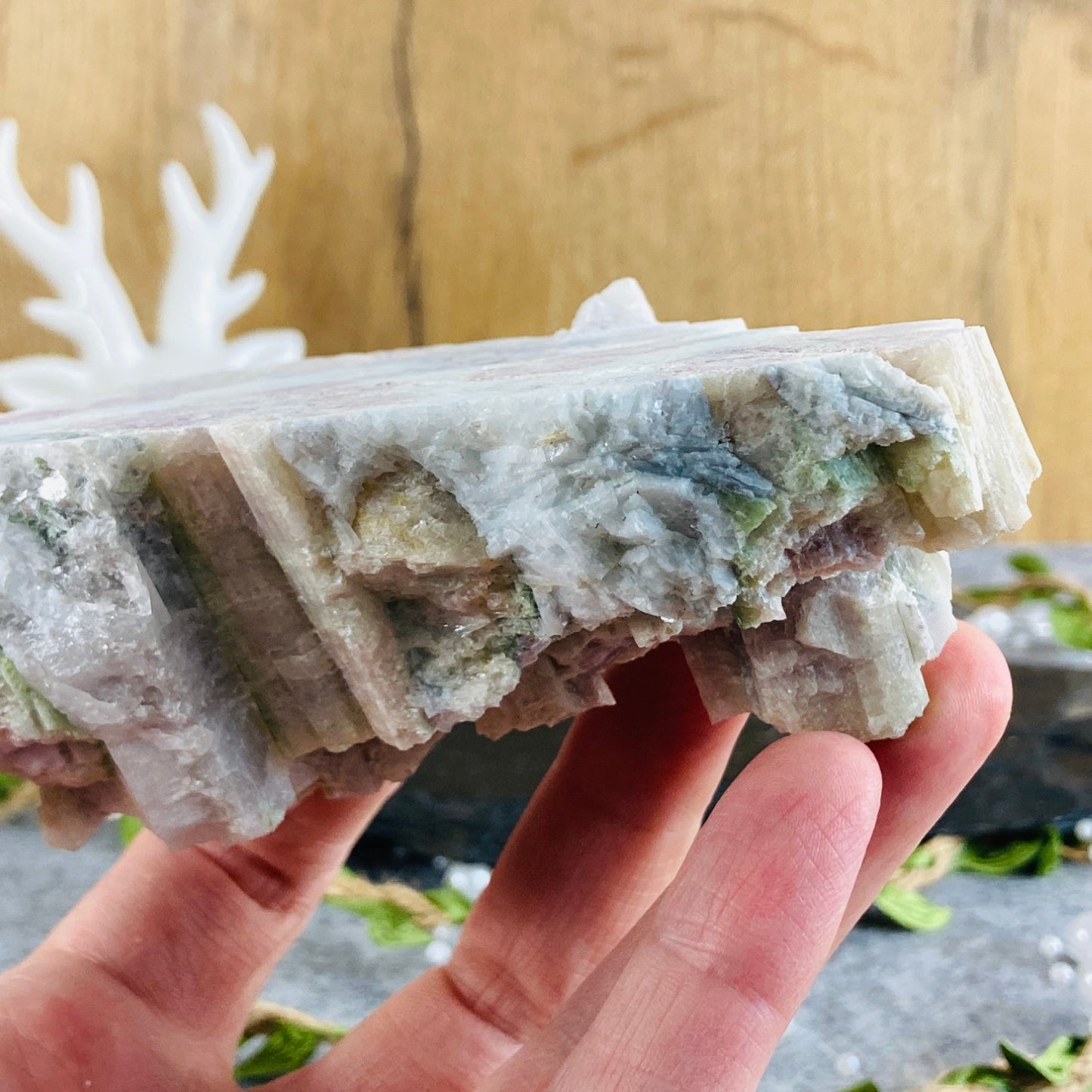 Green and Pink Tourmaline on Albite