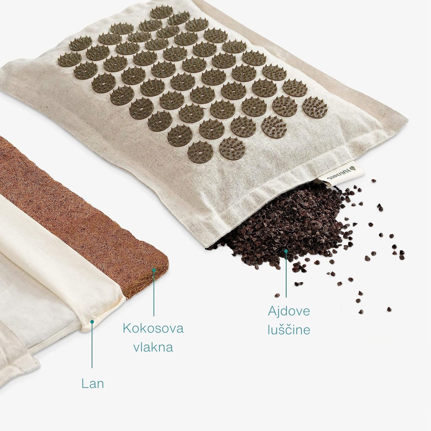 Acupressure Mat with Pillow and Bag - Natur