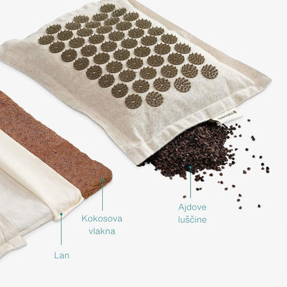 Acupressure Mat with Pillow and Bag - Natur