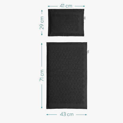 Acupressure Mat with Pillow and Bag - Black