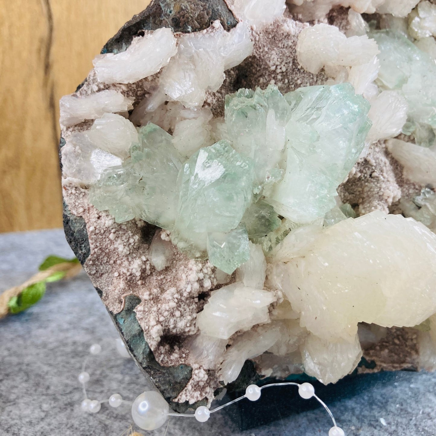 Green Apophyllite with Stilbite #01
