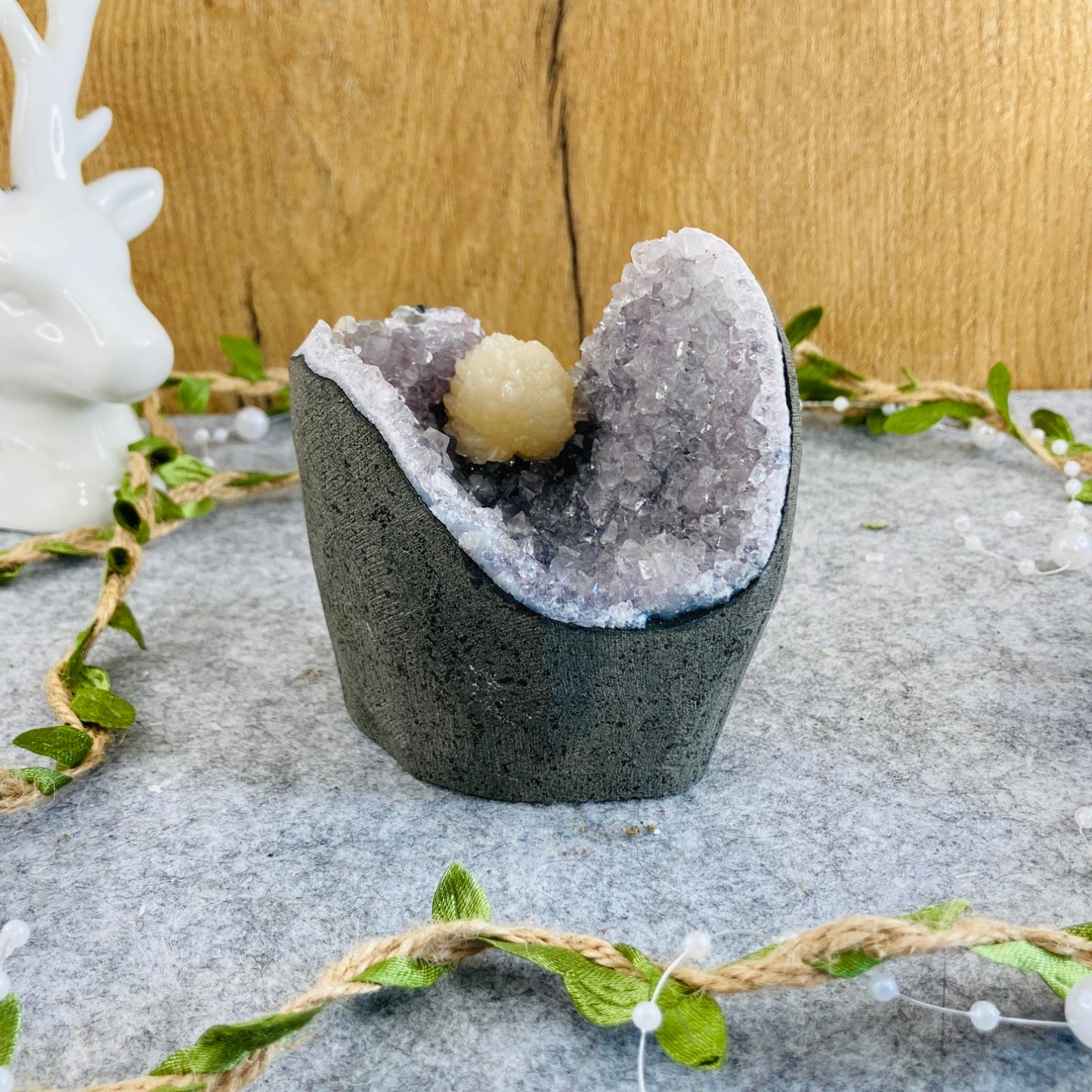 Amethyst Gode with Stilbite