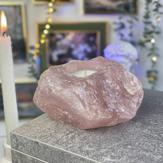 Rose Quartz - Candle Holder #02