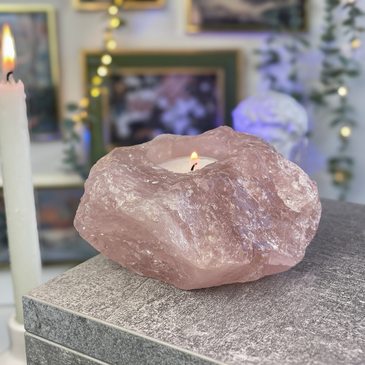 Rose Quartz - Candle Holder #02