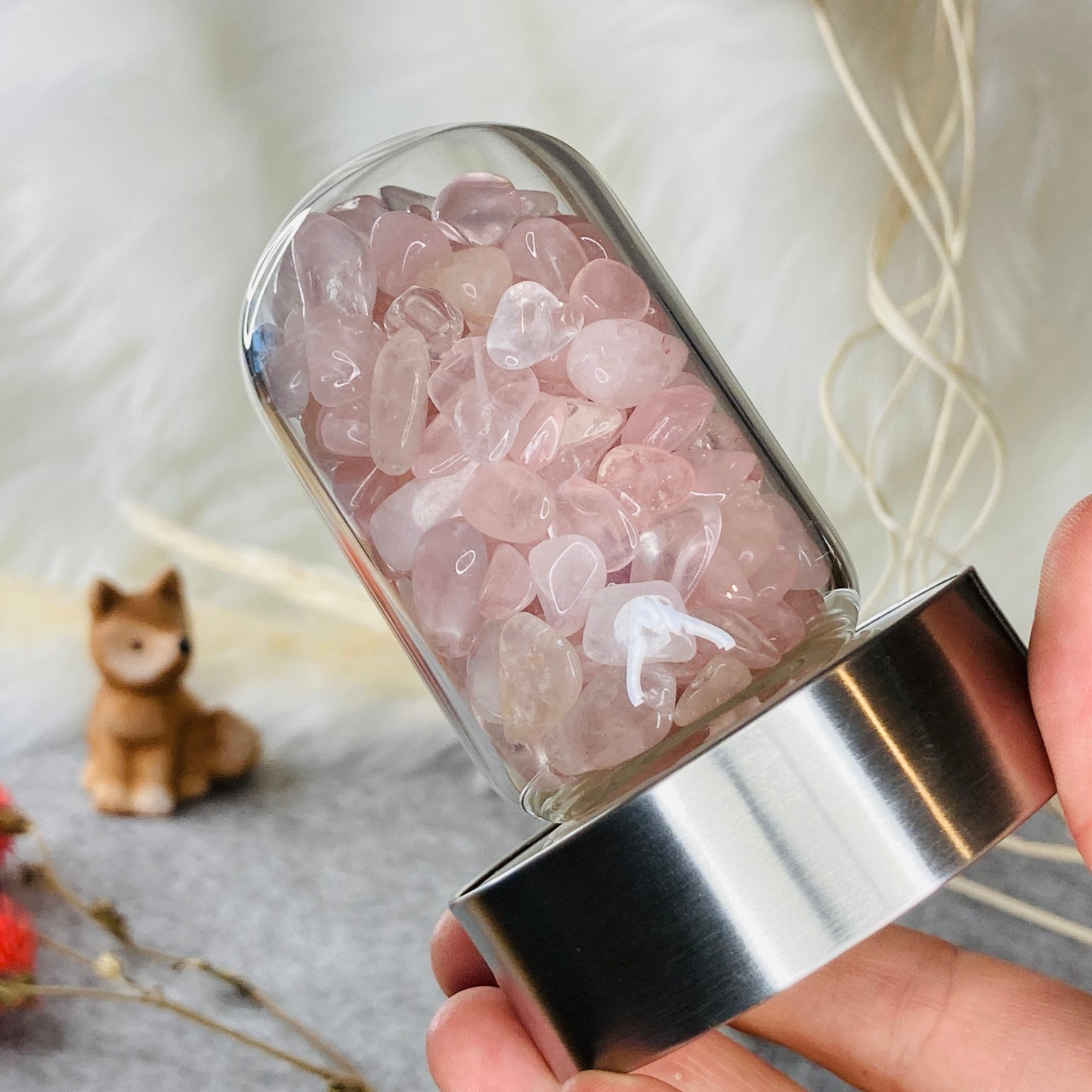 Rose Quartz Crystal Water Bottle