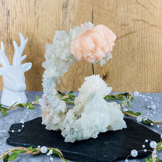Stilbite with Apophyllite and Calcite