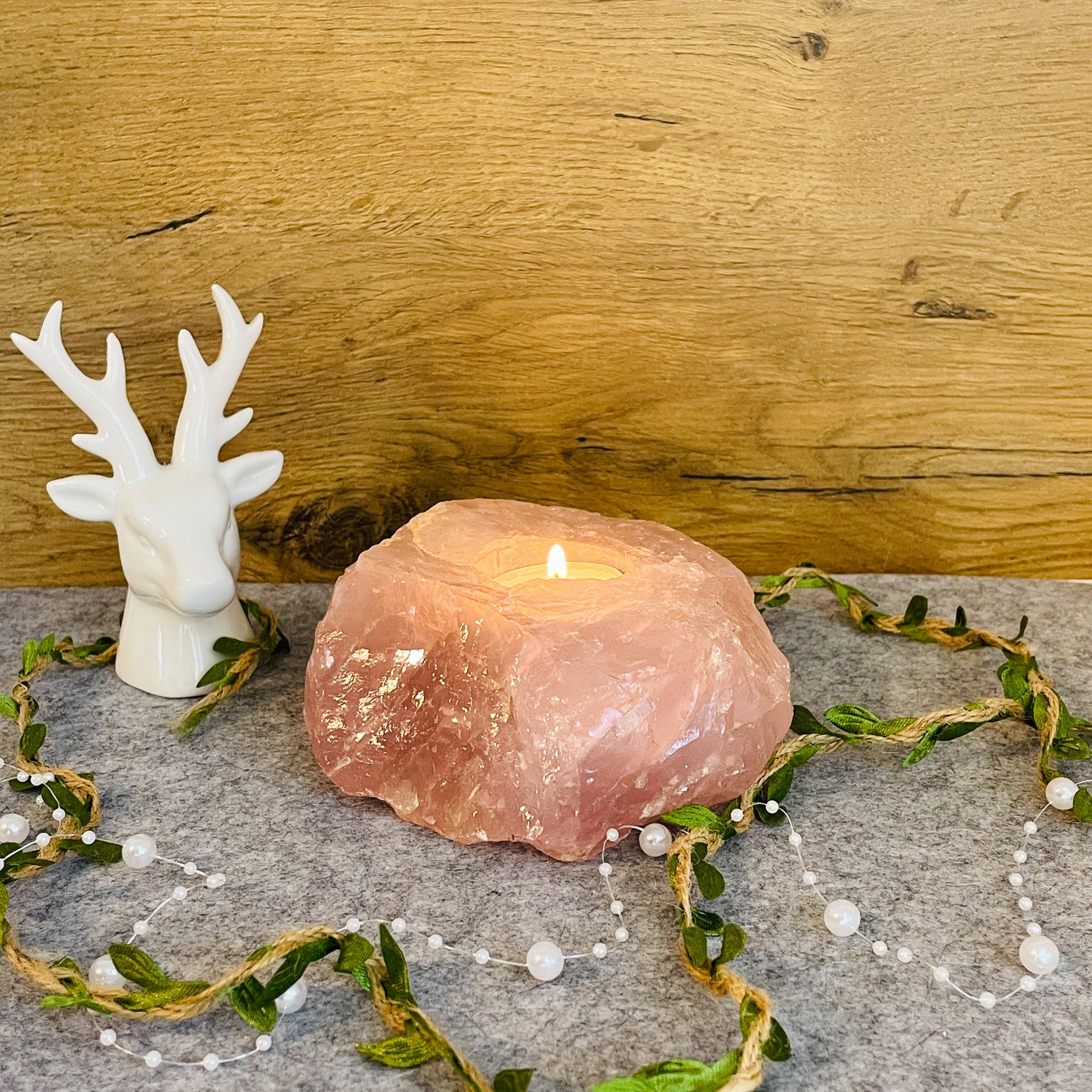 Rose Quartz - Candle Holder #01