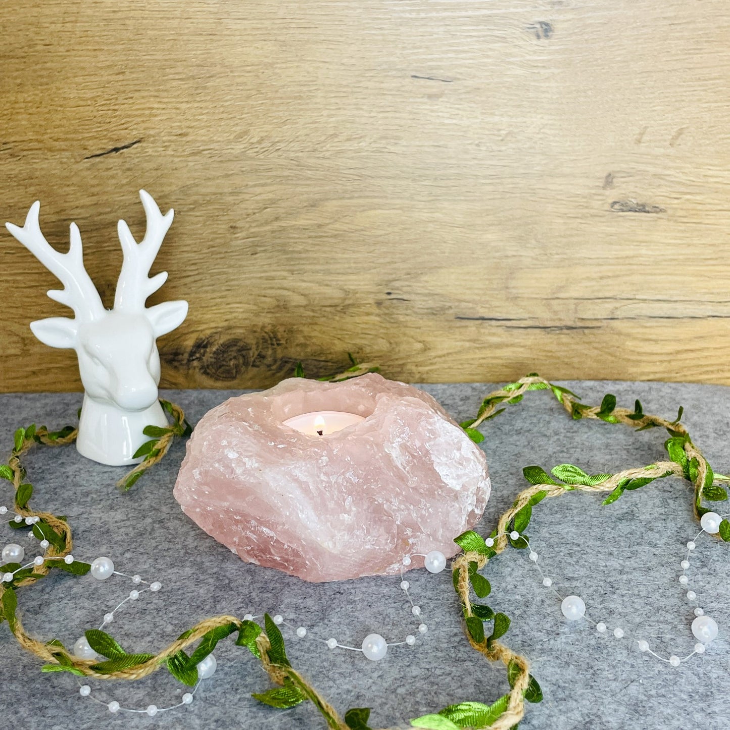 Rose Quartz - Candle Holder #02