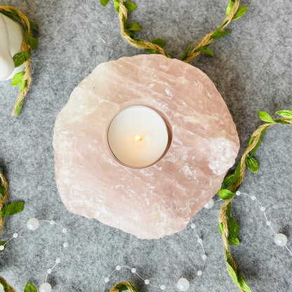 Rose Quartz - Candle Holder #02