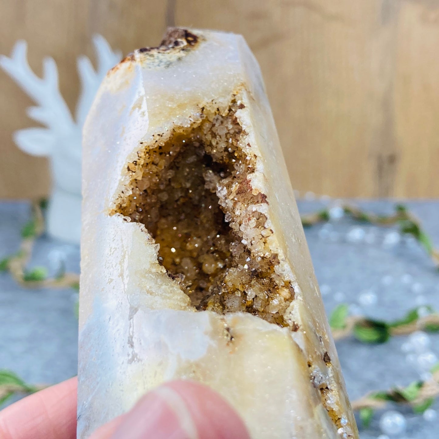 Flower Agate - Tower with Druzy