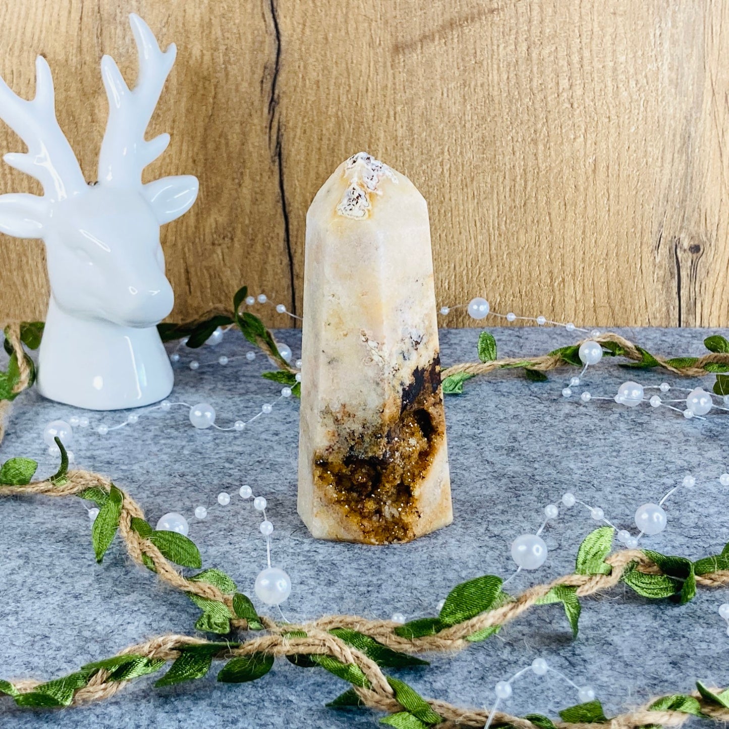 Flower Agate - Tower with Druzy