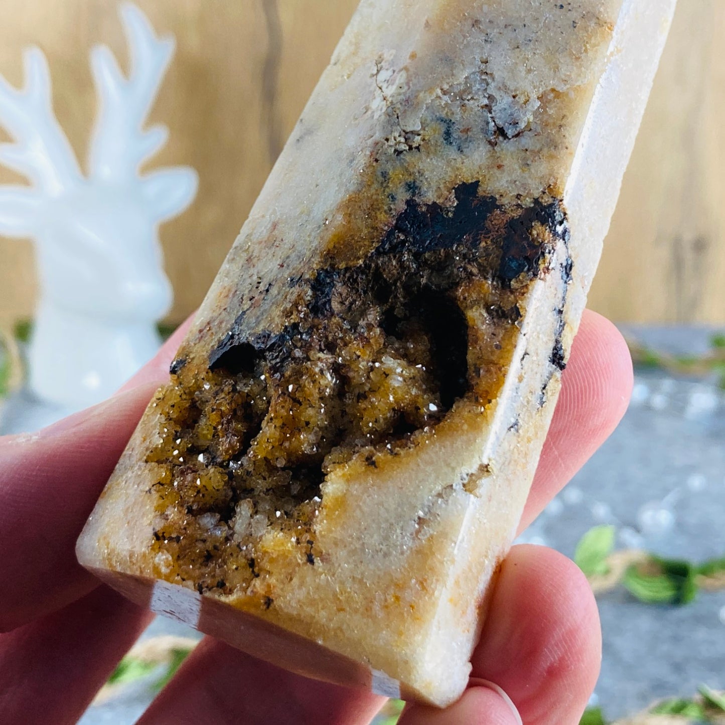 Flower Agate - Tower with Druzy