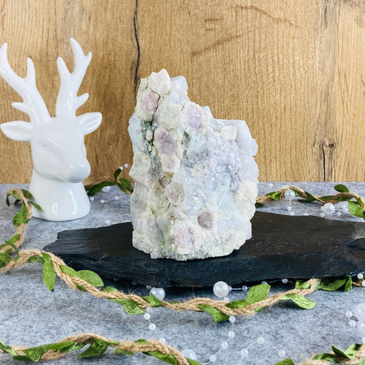 Green and Pink Tourmaline on Albite