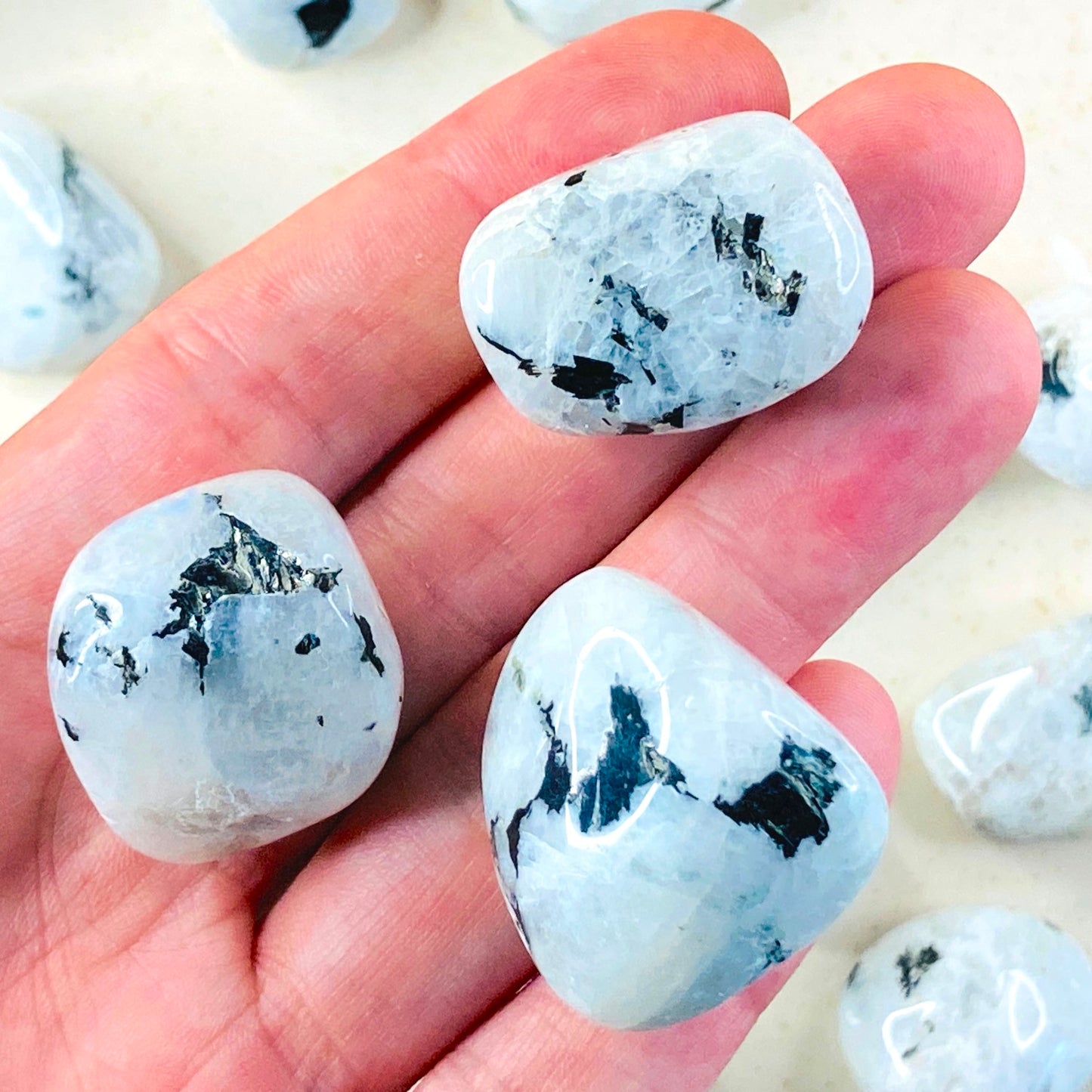 White Labradorite (Rainbow Moonstone) - Tumbled