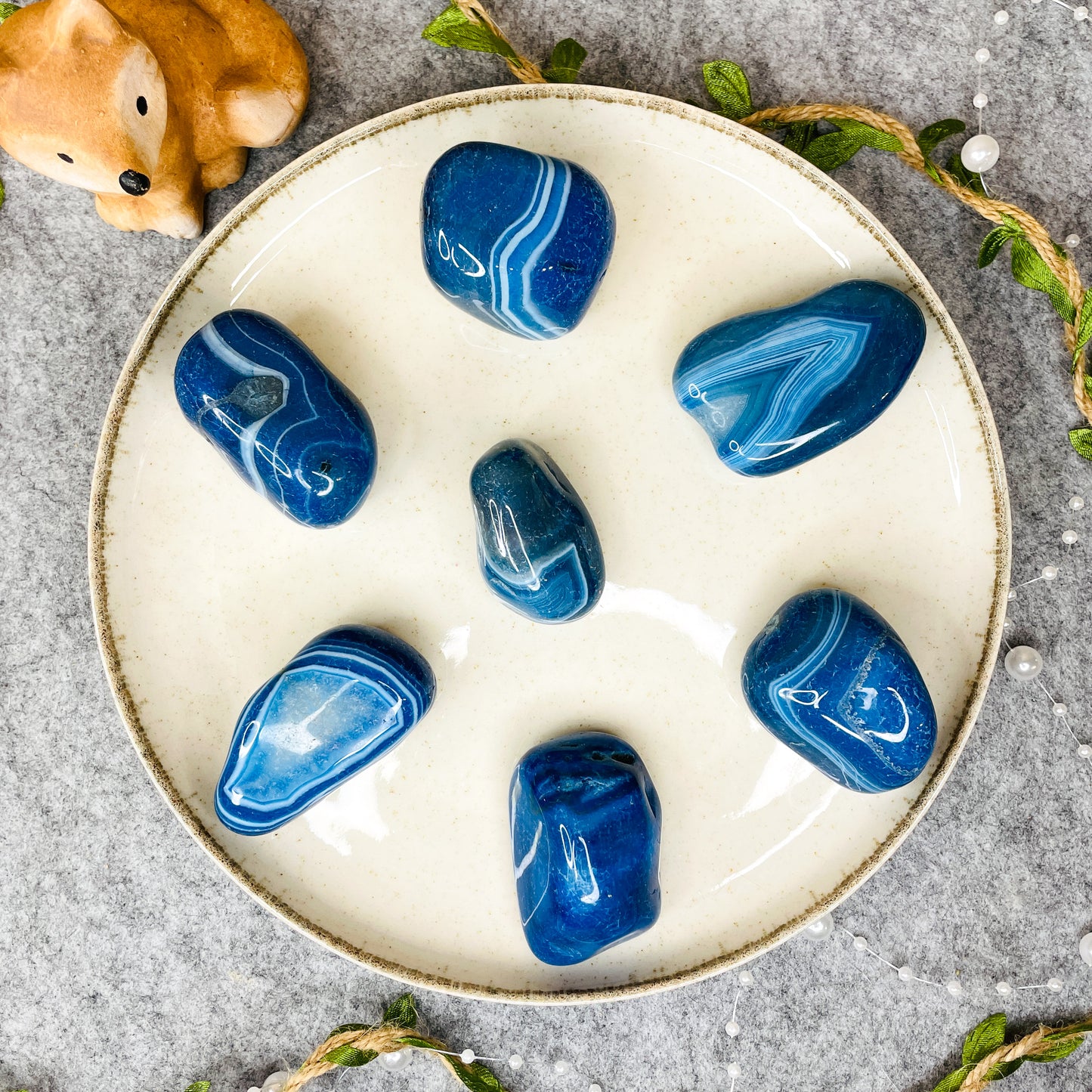 Blue Agate - Tumbled and Dyed
