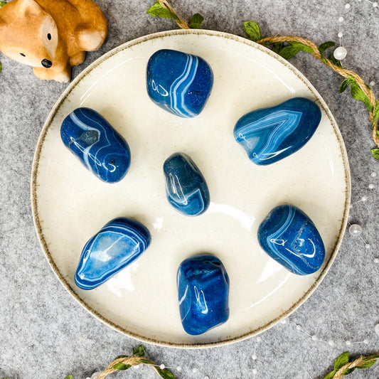 Blue Agate - Tumbled and Dyed