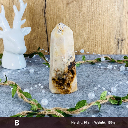 Flower Agate - Tower with Druzy