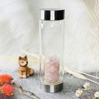Rose Quartz Crystal Water Bottle